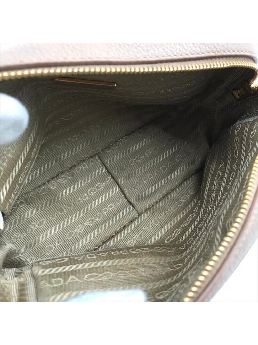 Prada Leather Pouch Gold Pink Beige Case - Picture 7 of 10